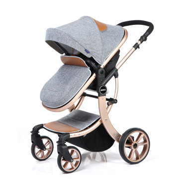 Poussette bébé de luxe cadre en alliage d&#39;aluminium poussette à baldaquin en coton 360 roue rotative poussette bébé multifonctionnelle